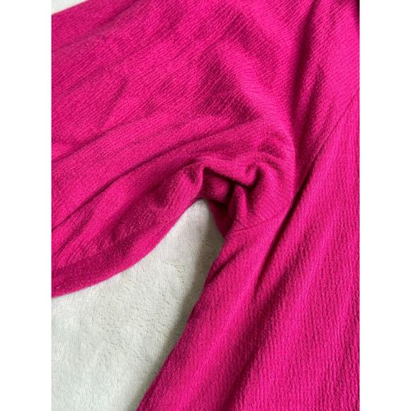 Catherines Top Womens 2X 22/24W Pink Textured Knit Round Neck 3/4 Sleeve Stretch - Picture 5 of 11